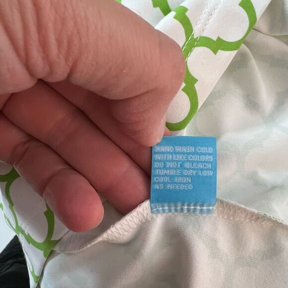 J McLaughlin white green geometric print cap sleeve sundress size small - Picture 9 of 10